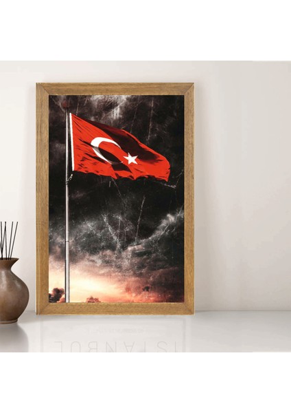 Türk Bayrağı Tablo, Çerçeveli Cam Tablo 20X30 cm