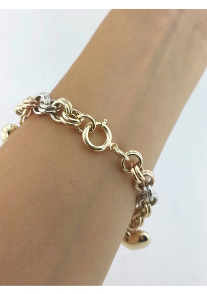 14 Ayar Altın Kalp ve Yıldız Charmlı Bileklik Özel Tasarım - 18.30 Gram ABYBLK0126 modelleri