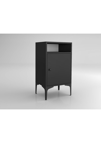 Vio Metal Ayaklı Minifiks Bağlantı, Dolaplı Komodin - Siyah / Siyah fiyatları