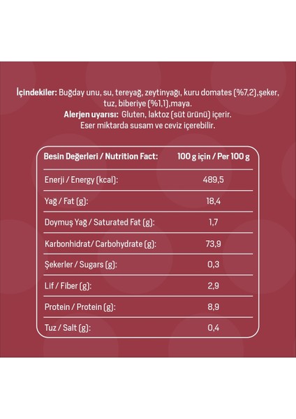 Kuru Domatesli Biberiyeli Grissini 140 G