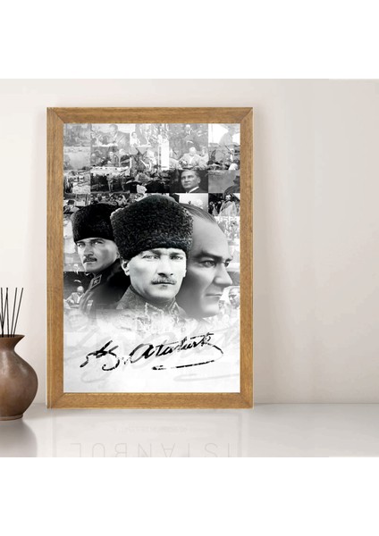 Mustafa Kemal Atatürk Tablo, Çerçeveli Cam Tablo 30X45 cm