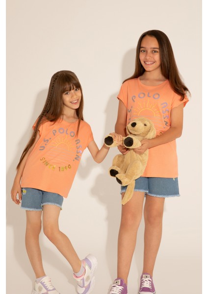 Kız Çocuk Somon Tişört 50288450-VR047