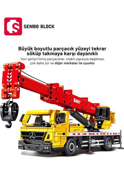 Sany Lisanslı Vinç 991 Parça Yapı Blokları LEGO ile Uyumlu (712022)