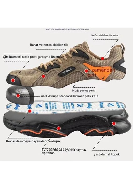 Aşınmaya Dayanıklı ve Nefes Alabilen Çelik Burunlu, Vandalizme ve Bıçaklanmaya Karşı Dayanıklı Dağcılık Işçi Koruma Ayakkabıları (Yurt Dışından)