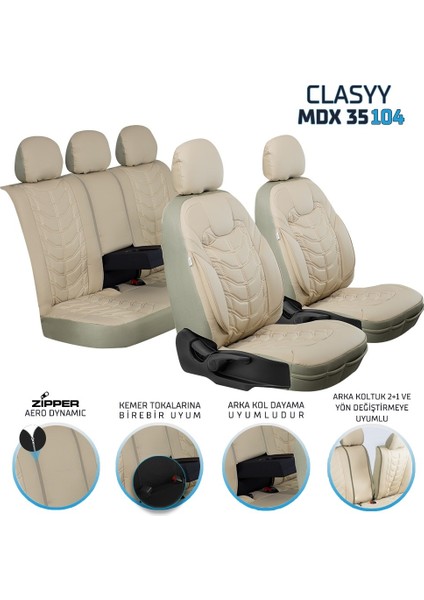 Mazda Cx5 Uyumlu Full Deri Oto Koltuk Kılıfı Ön Arka Set Classy Model Bej Sc