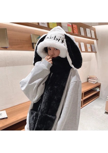 Kış Sıcak 3 Parçalı Şapka Seti Eşarp Eldiven Şapka Tavşan Kulakları Peluş Şapka (Yurt Dışından) fiyatları
