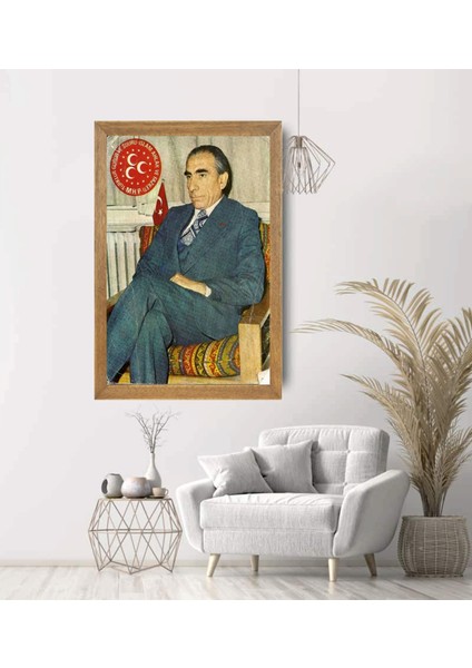 Başbuğ Alparslan Türkeş Tablo, Çerçeveli Cam Tablo 30X45 cm