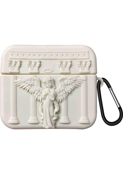 Airpods 4.nesil / Anc Kılıf Cartoon Figürlü Silikon Praying Angel Bej