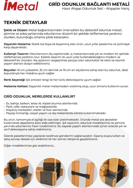 Grid Odunluk Bağlantı Metali Hazır Ahşap Odunluk Seti - Ahşaplar Hariç