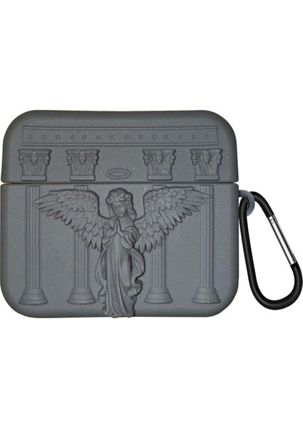 Airpods 4.nesil / Anc Kılıf Cartoon Figürlü Silikon Praying Angel Gri