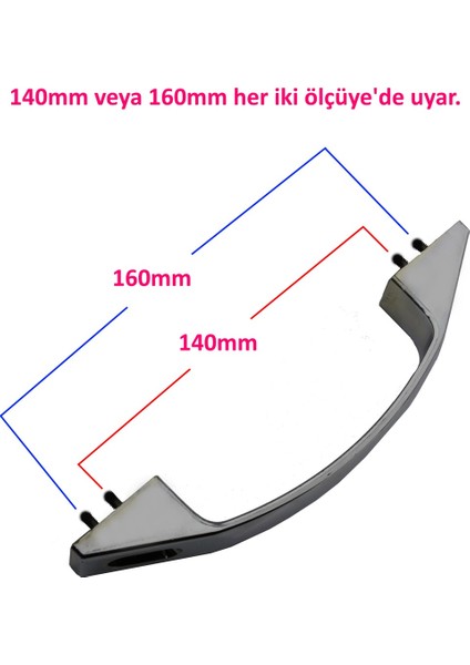 2 Kapaklık Krom Duşakabin Kulpu 140 mm ve 160 mm Ölçülerine Uygun 2 Iç 2 Dış Çift Kapak D Kulp