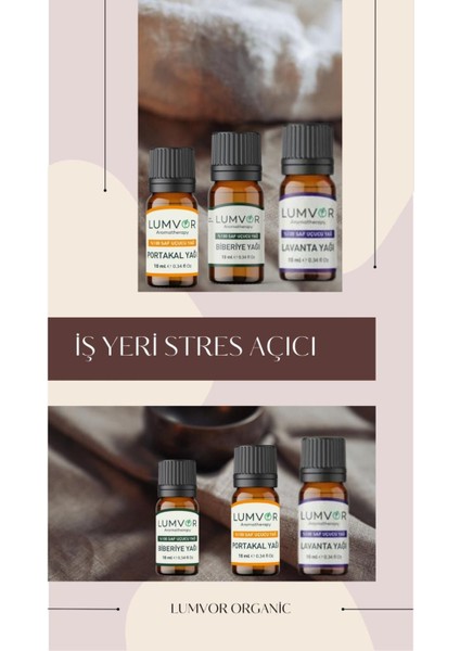 İş Yeri Stres Açıcı Uçucu Yağı 3'lü Set 30 ml %100 Saf Ve Doğal (ESSENTİAL OİL) Aromaterapi