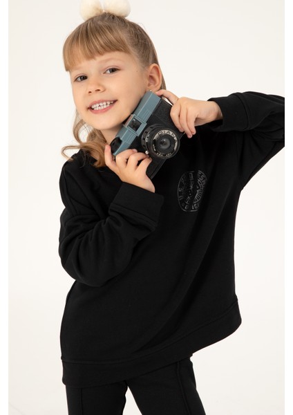 Kız Çocuk Siyah Sweatshirt 50296391-VR046