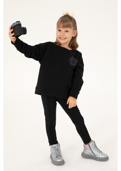 Kız Çocuk Siyah Sweatshirt 50296391-VR046