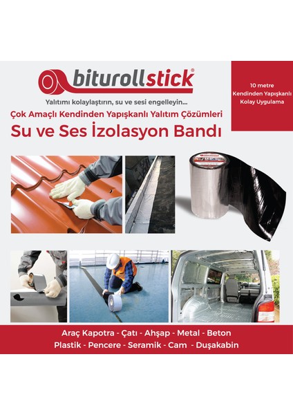 1.5 mm 5 cm Metalik 10 Mt. - Yapışkanlı Sızdırmaz Su Yalıtımı ve Ses Yalıtım Bandı
