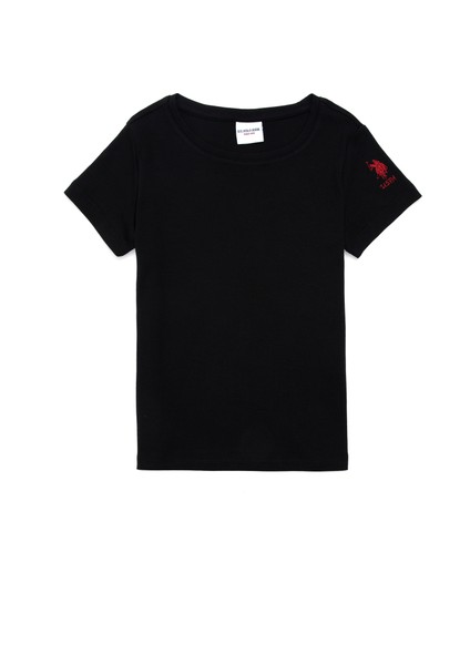 U.S. Polo Assn. Kız Çocuk Siyah Basic T-Shirt 50294568-VR046