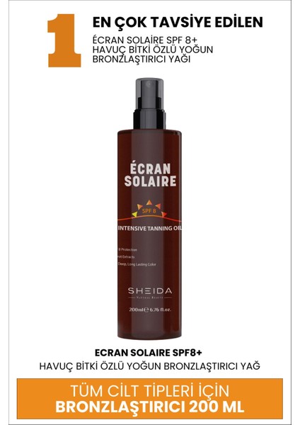 Doğal Güzellik Yoğun Bronzlaştırıcı Güneş Yağı Spf 8 Havuç Özlü Uzun Süre Kalıcı Renk 200ML