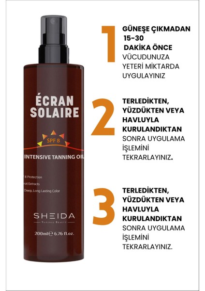 Doğal Güzellik Yoğun Bronzlaştırıcı Güneş Yağı Spf 8 Havuç Özlü Uzun Süre Kalıcı Renk 200ML fiyatları