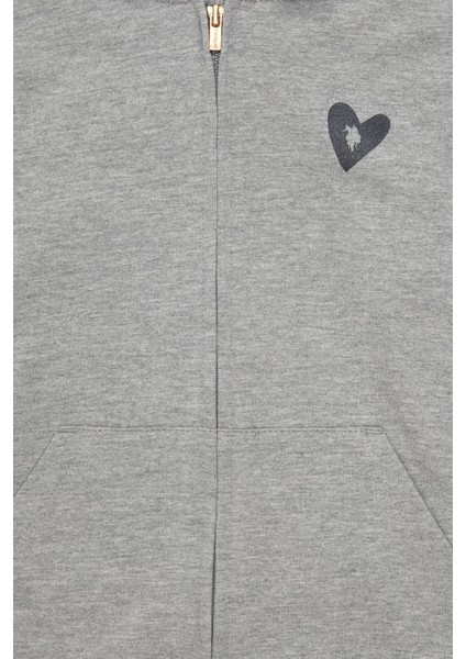 Kız Çocuk Gri Melanj Sweatshirt 50296942-VR086