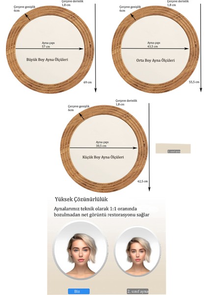 Ahşap Dekoratif Yuvarlak Ayna