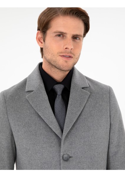 Erkek Açık Gri Ex. Slim Fit Kaşe Kaban 50291017-VR001 fiyatları