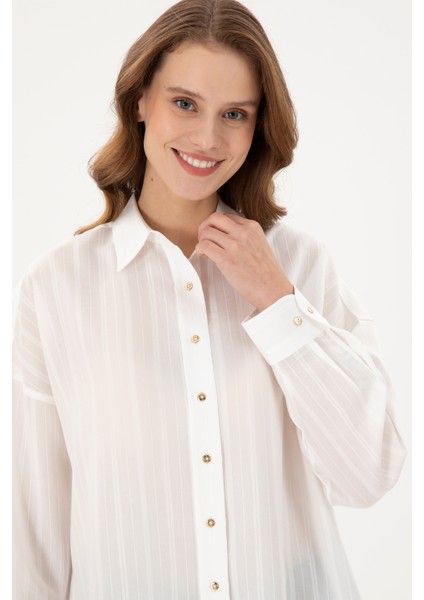 Kadın Beyaz Gömlek Desenli 50289994-VR013 fiyatları