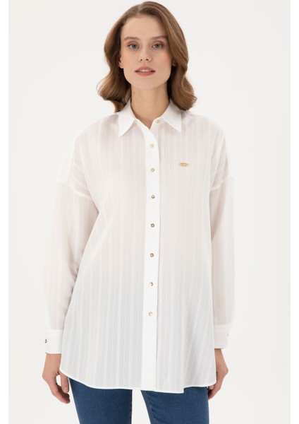 Kadın Beyaz Gömlek Desenli 50289994-VR013 modelleri