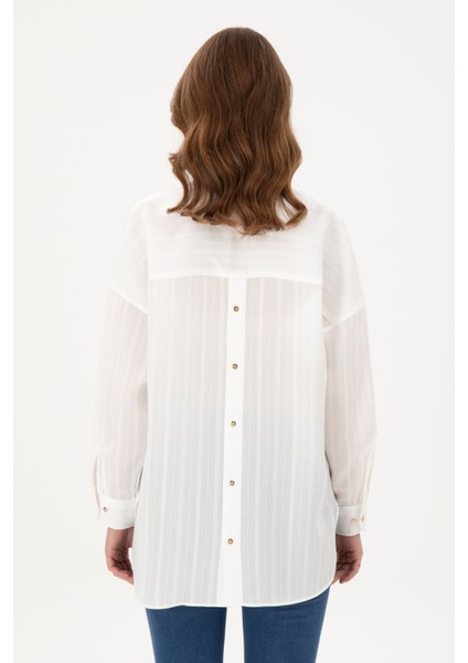 Kadın Beyaz Gömlek Desenli 50289994-VR013 indirimleri