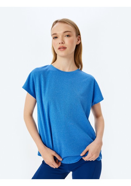 Bisiklet Yaka Kısa Kollu Oversize Spor Tişört