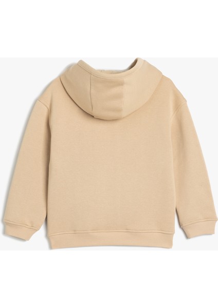 Kapşonlu Sweatshirt Slogan Baskılı Uzun Kollu Pamuk Karışımlı fiyatları