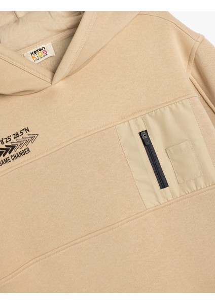 Kapşonlu Sweatshirt Slogan Baskılı Uzun Kollu Pamuk Karışımlı modelleri