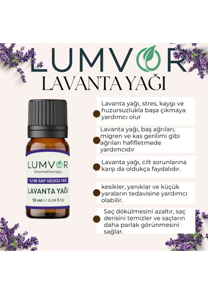 Lavanta Uçucu Yağı 10 ml %100 Saf Ve Doğal (ESSENTİAL OİL) Aromaterapi