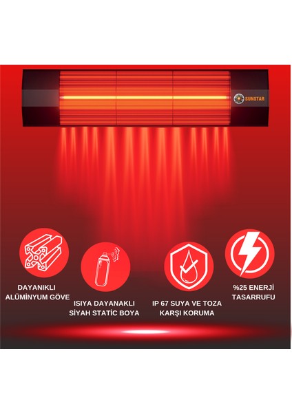 Dışmekan Halojen Soba Infrared Isıtıcı 2000W