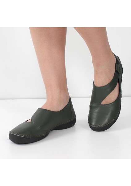 Kadın Yeşil Bilekten Lastikli Deri Ayakkabı fiyatları