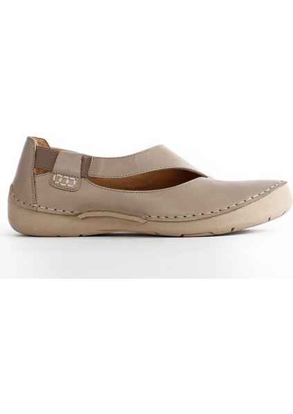 Kadın Vizon Bilekten Lastikli Deri Ayakkabı