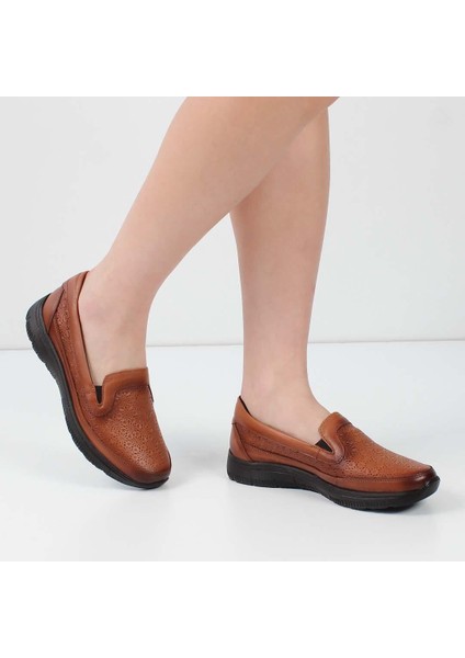 Kadın Taba Lastikli Desenli Deri Ayakkabı fiyatları