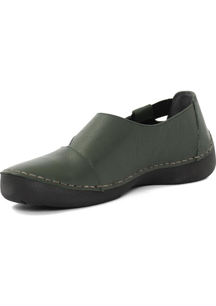 Kadın Yeşil Bilekten Lastikli Deri Ayakkabı fırsatları