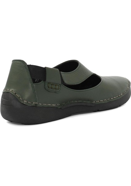 Kadın Yeşil Bilekten Lastikli Deri Ayakkabı indirimleri
