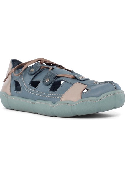 Kadın Mavi Bağcıklı Deri Ayakkabı modelleri