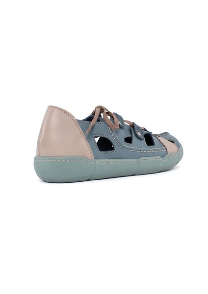 Kadın Mavi Bağcıklı Deri Ayakkabı indirimleri