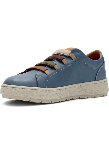 Kadın Mavi Bağcıklı Kalın Tabanlı Deri Ayakkabı fırsatları