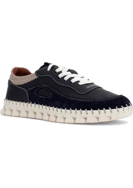 Kadın Lacivert Bağcıklı Dikiş Detaylı Süet Deri Sneaker modelleri