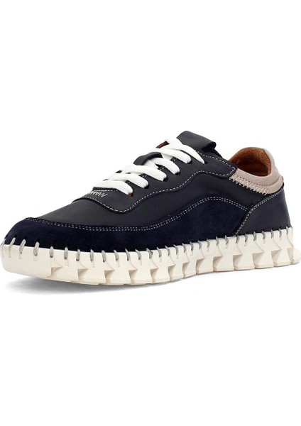Kadın Lacivert Bağcıklı Dikiş Detaylı Süet Deri Sneaker fırsatları