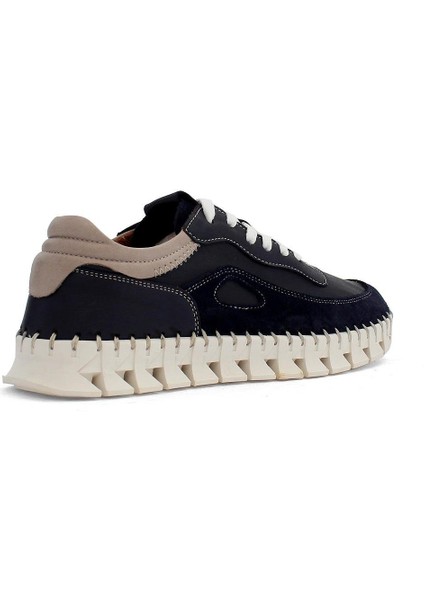 Kadın Lacivert Bağcıklı Dikiş Detaylı Süet Deri Sneaker indirimleri