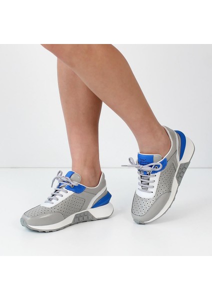 Kadın Gri Bağcıklı Kalın Tabanlı Deri Sneaker fiyatları
