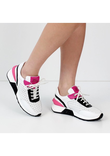 Kadın Beyaz Bağcıklı Kalın Tabanlı Deri Sneaker fiyatları