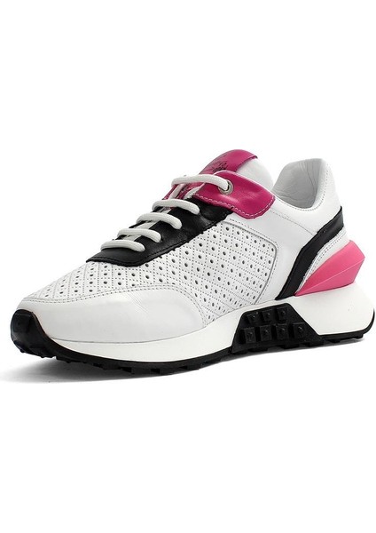 Kadın Beyaz Bağcıklı Kalın Tabanlı Deri Sneaker fırsatları