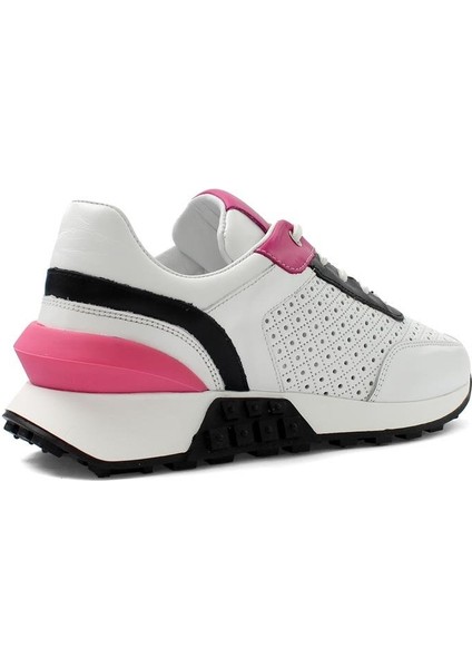 Kadın Beyaz Bağcıklı Kalın Tabanlı Deri Sneaker indirimleri