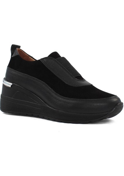 Kadın Siyah Dolgu Topuklu Süet Deri Sneaker modelleri