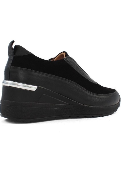 Kadın Siyah Dolgu Topuklu Süet Deri Sneaker indirimleri